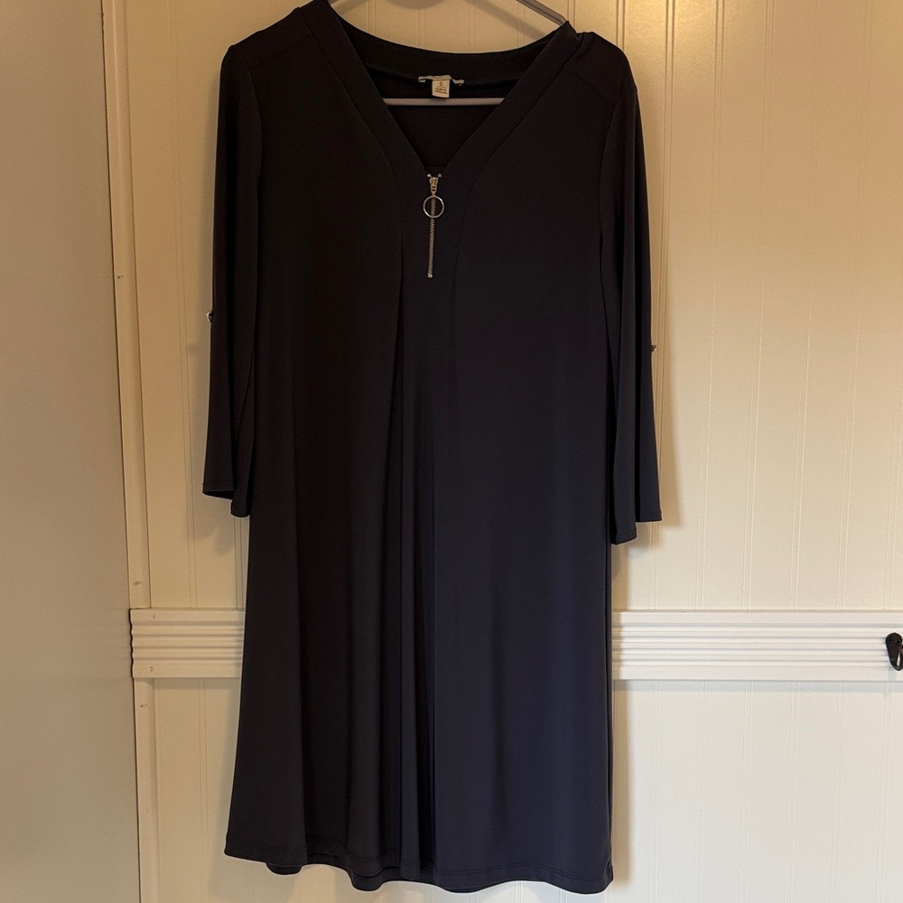 Elegant Dark Gray V-Neck Dress